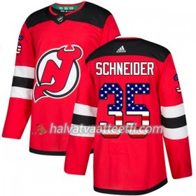Miesten NHL New Jersey Devils Pelipaita Cory Schneider 35 Adidas 2017-2018 Punainen USA Flag Fashion Authentic